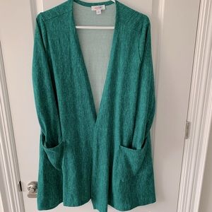 LuLaRoe Emerald Green Open Front Cardigan